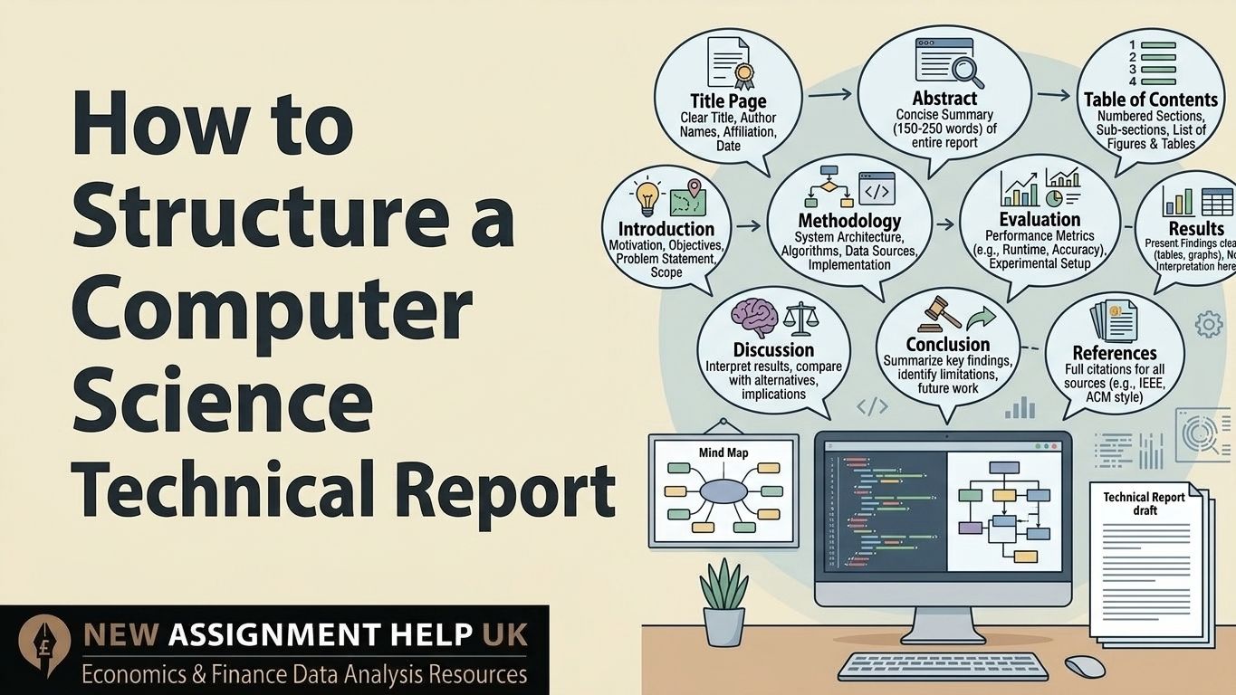 Computer science technical report format diagram showing the standard academic structure